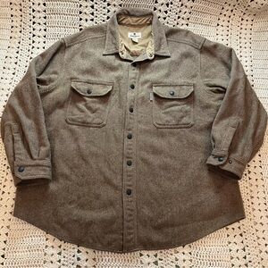 Woolrich Vintage Brown/Tan Heavy Wool Blend Tweed Shirt Jacket Barley Size 2XL